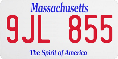 MA license plate 9JL855