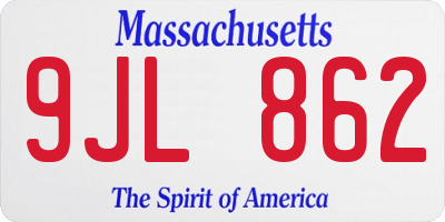 MA license plate 9JL862