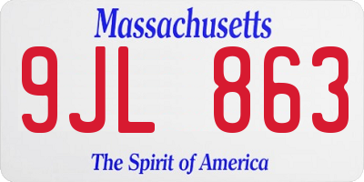 MA license plate 9JL863