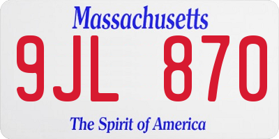 MA license plate 9JL870