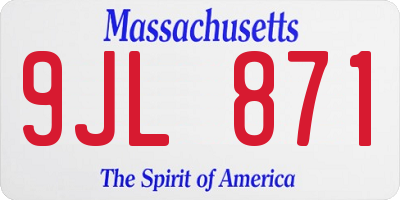 MA license plate 9JL871