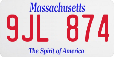 MA license plate 9JL874