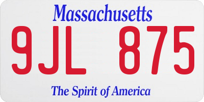 MA license plate 9JL875