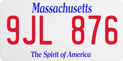 MA license plate 9JL876
