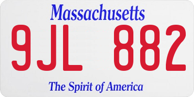 MA license plate 9JL882