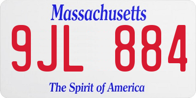 MA license plate 9JL884