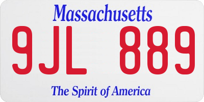 MA license plate 9JL889