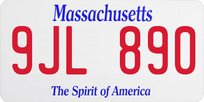 MA license plate 9JL890