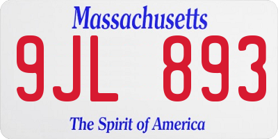 MA license plate 9JL893