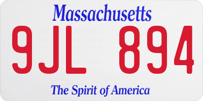MA license plate 9JL894