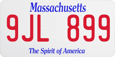 MA license plate 9JL899