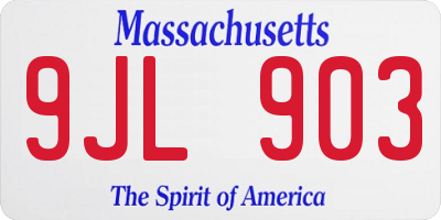 MA license plate 9JL903