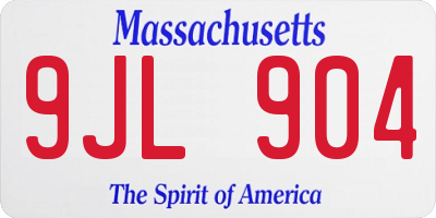 MA license plate 9JL904