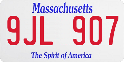 MA license plate 9JL907