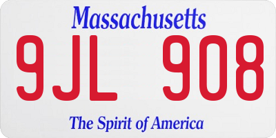 MA license plate 9JL908