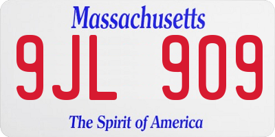 MA license plate 9JL909