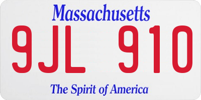 MA license plate 9JL910