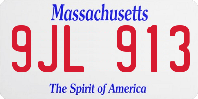 MA license plate 9JL913