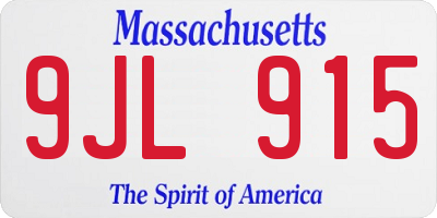 MA license plate 9JL915
