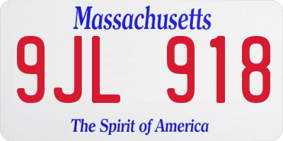 MA license plate 9JL918