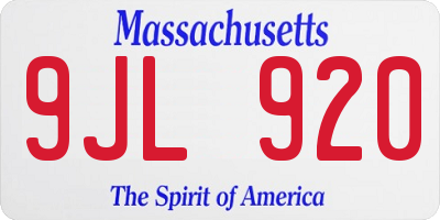 MA license plate 9JL920