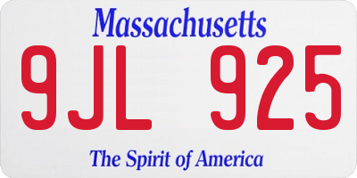 MA license plate 9JL925