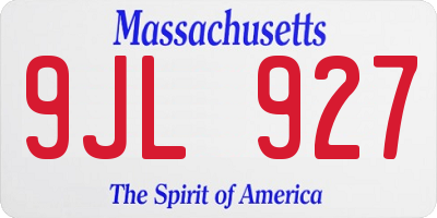 MA license plate 9JL927