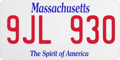 MA license plate 9JL930