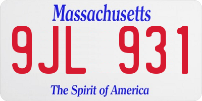 MA license plate 9JL931