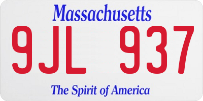 MA license plate 9JL937