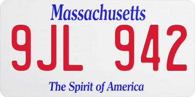 MA license plate 9JL942