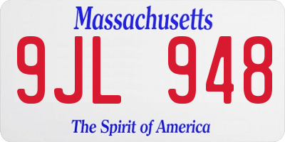 MA license plate 9JL948