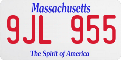 MA license plate 9JL955