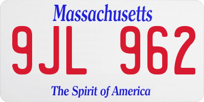 MA license plate 9JL962