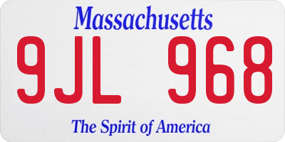 MA license plate 9JL968