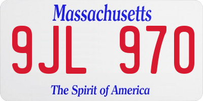 MA license plate 9JL970