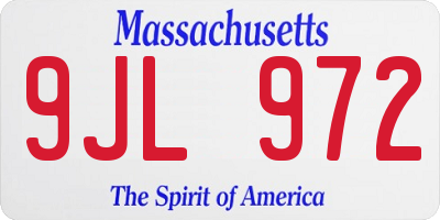 MA license plate 9JL972