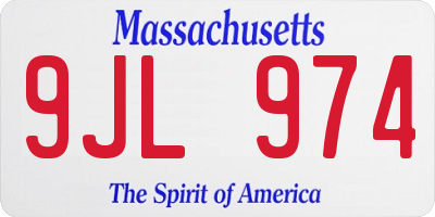 MA license plate 9JL974