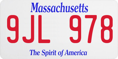 MA license plate 9JL978