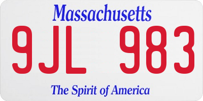 MA license plate 9JL983