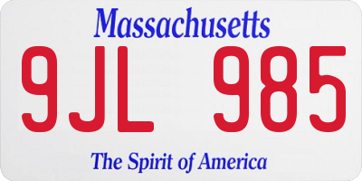 MA license plate 9JL985