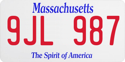 MA license plate 9JL987