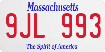 MA license plate 9JL993