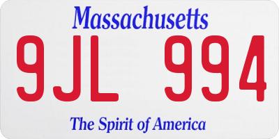 MA license plate 9JL994