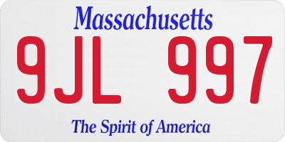 MA license plate 9JL997
