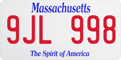 MA license plate 9JL998