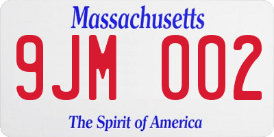 MA license plate 9JM002