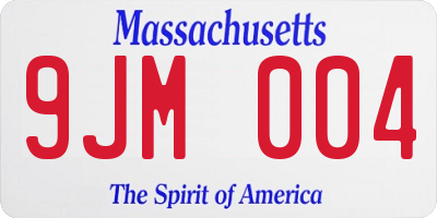 MA license plate 9JM004