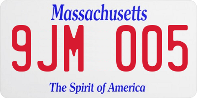 MA license plate 9JM005