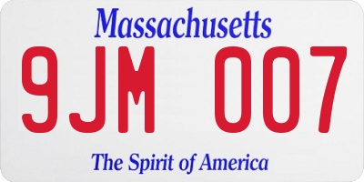 MA license plate 9JM007